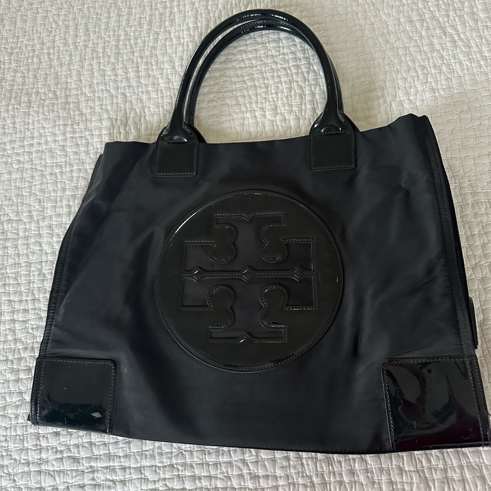 Tory Burch Black Patent Ella Tote (Large)